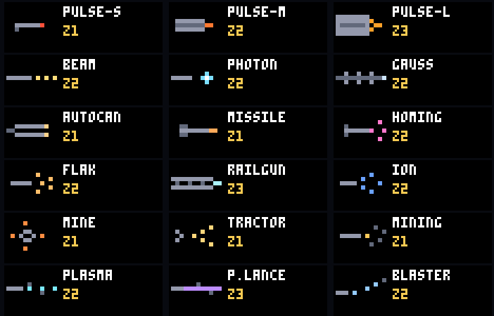 All weapon icons