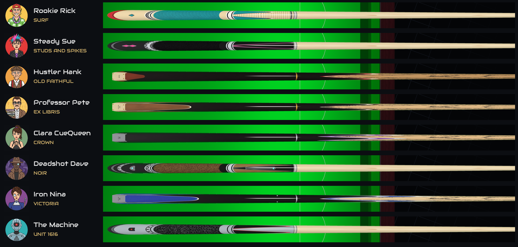 The computer players' cues