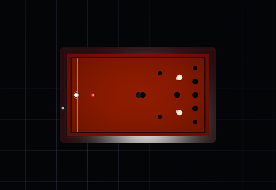 The bar billiards board from above, with the hole values marked