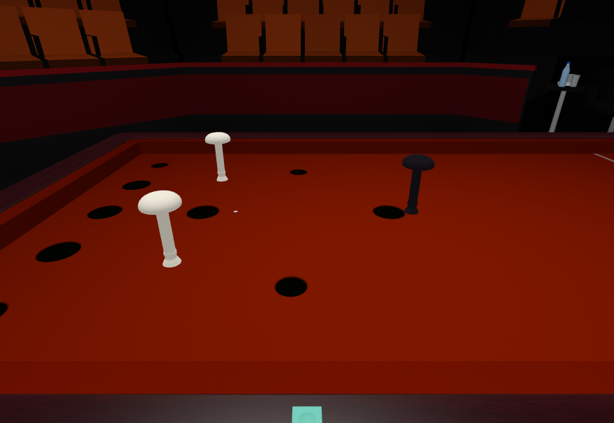 Bar billiards skittles lying on the bed