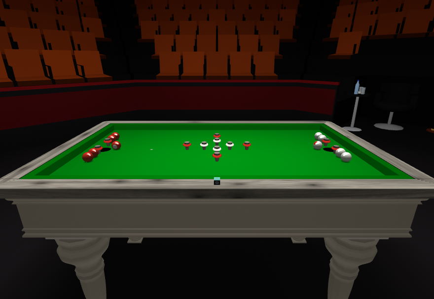 A bumper pool table