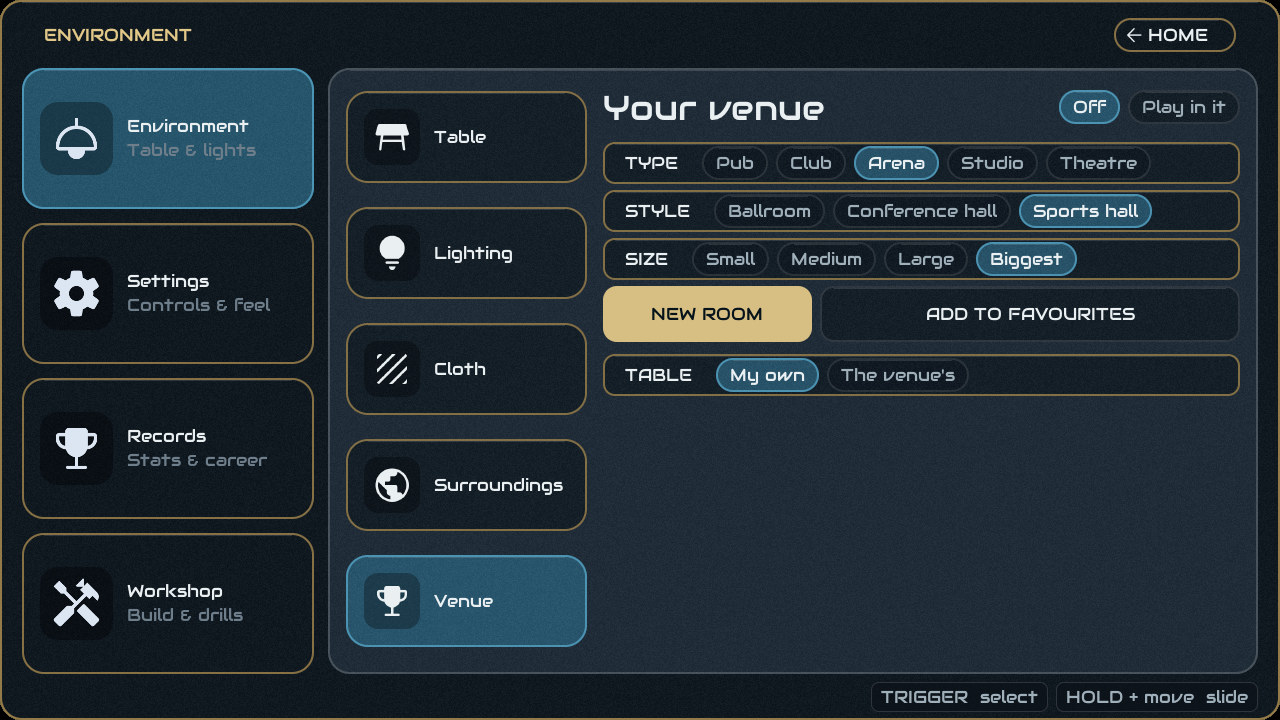 The Venue tab