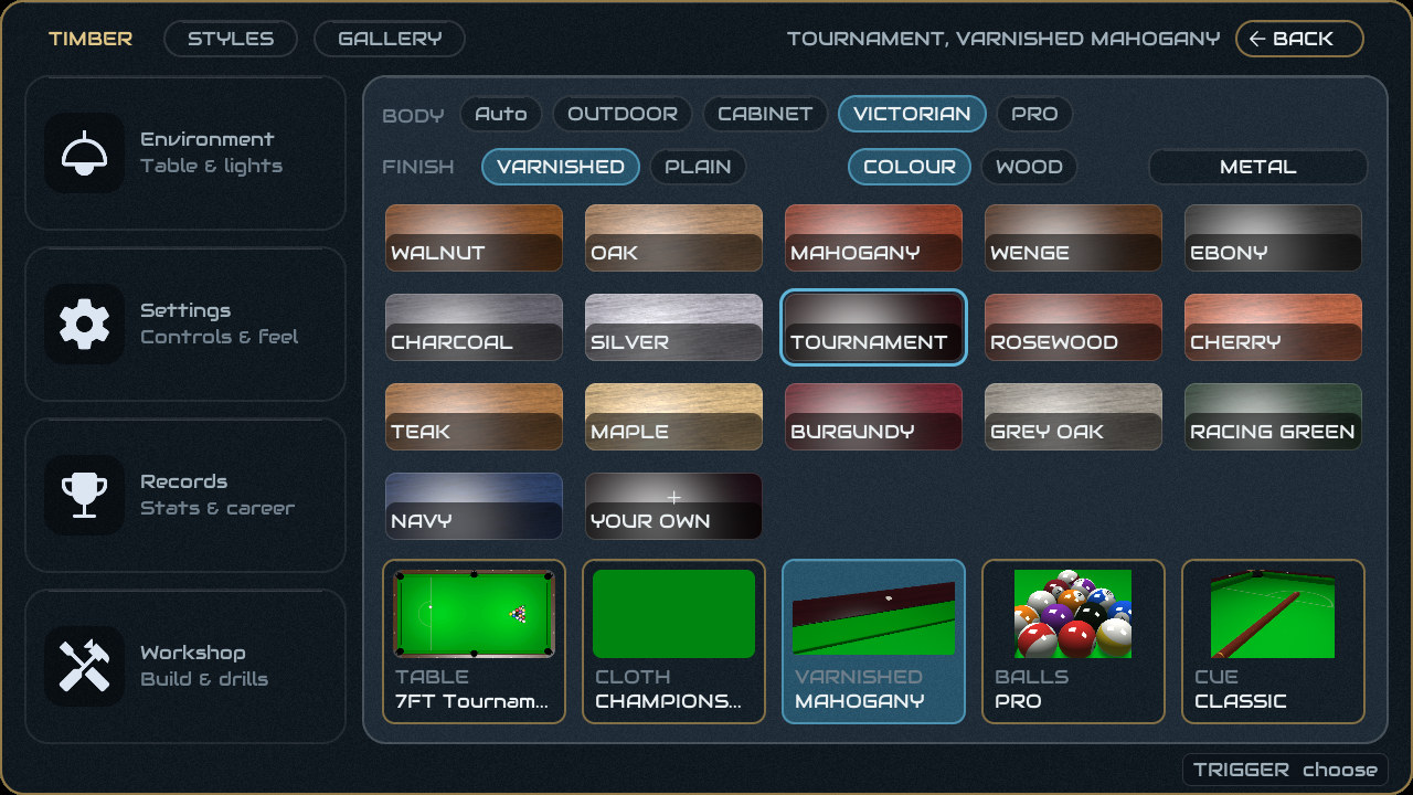 The timber card, on its COLOUR tab
