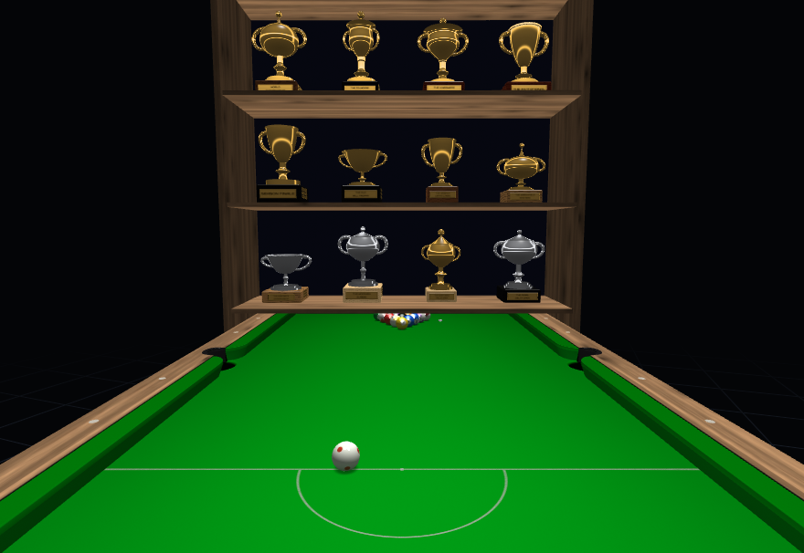 The trophy shelves in the room